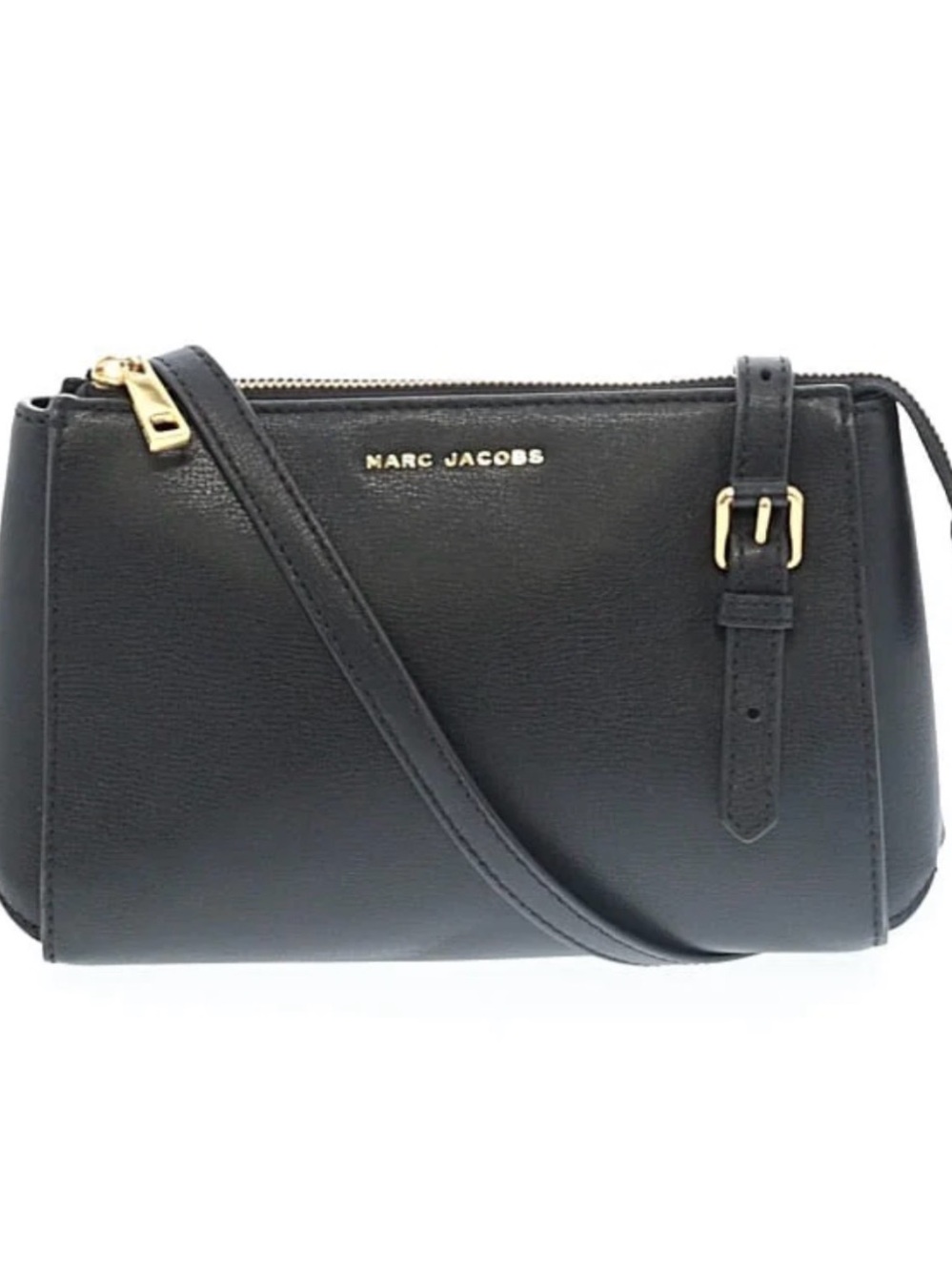 Marc Jacobs Black Leather Crossbody with Gold Hardware